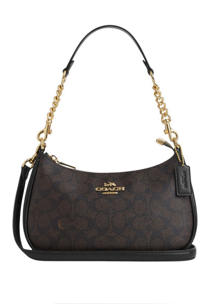Coach Teri Shoulder Bag In Signature Canvas - Walnut/Black