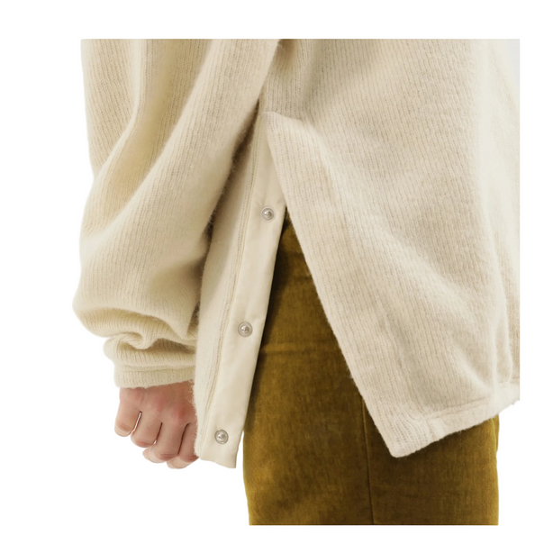 White Ribbed Sweater With Slits