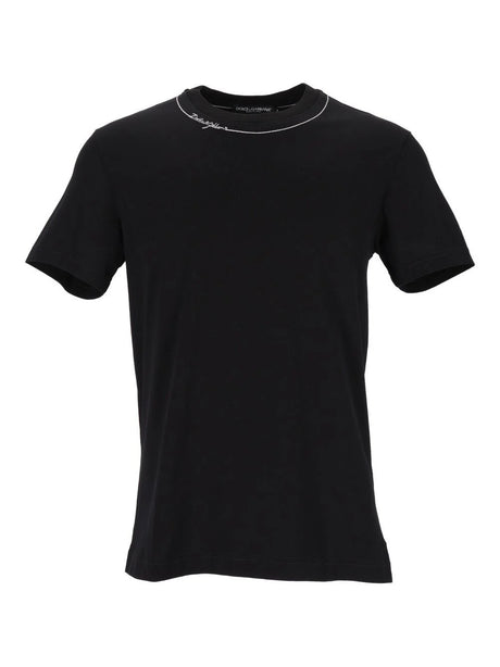 Dolce & Gabbana Cotton T-Shirt With Embroidery - Black