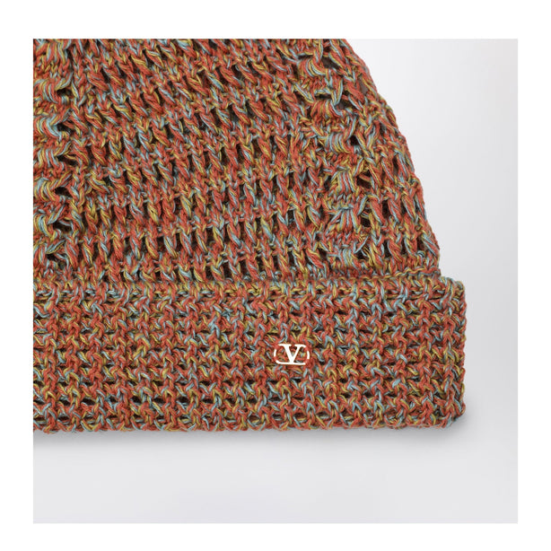 Multicolor Linen Blend Knitted Vlogo Signature Beanie Hat
