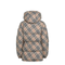 Hooded Check Nylon Puffer Jacket In Sand