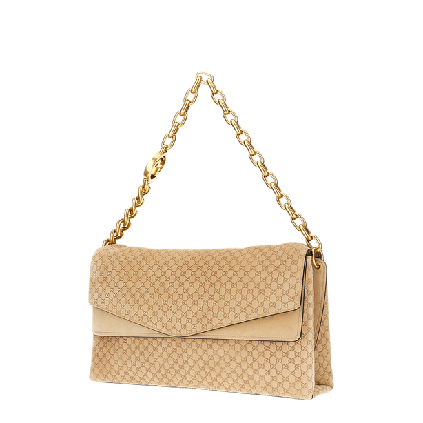 Large Suede Shoulder Bag - Beige