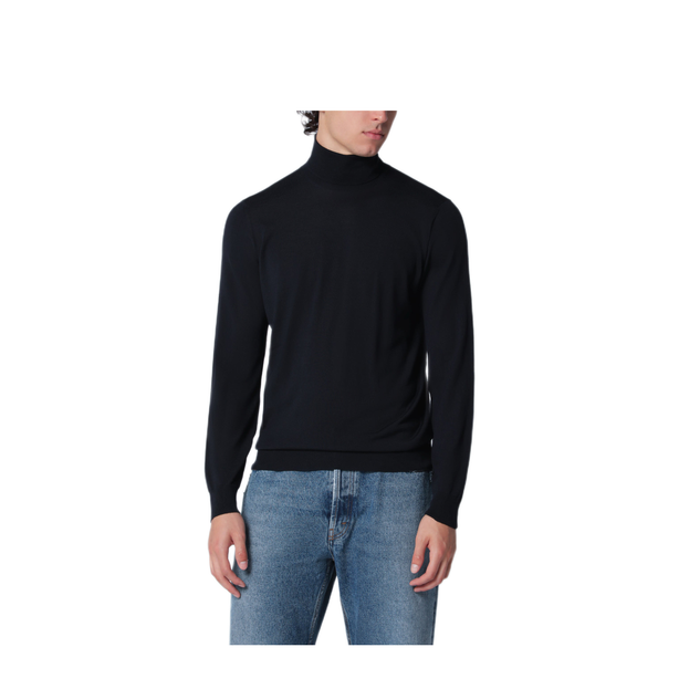 Navy Blue Wool Turtleneck Sweater
