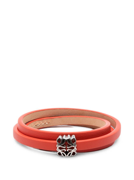 Orange Calf Leather Wrap Bracelet