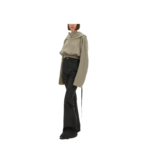 Cropped Hooded Tunic Sweatshirt