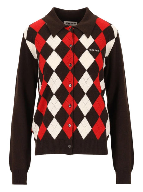 Miu Miu Argyle Cardigan - Brown