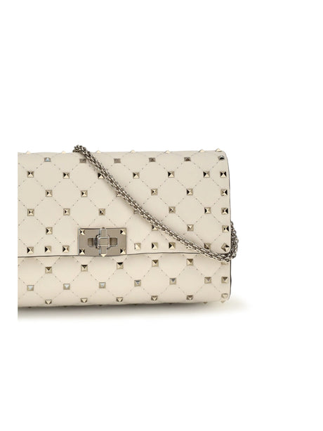 Valentino Garavani Rockstud Spike quilted Nappa Shoulder Bag - Light Ivory