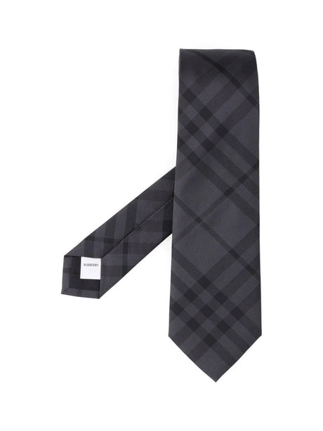 Burberry Checked Silk Tie - Grey