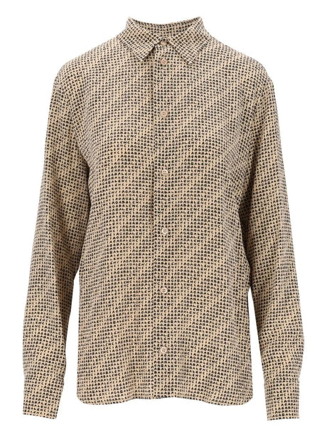 Balenciaga Monogram Silk CrêPe Shirt - Beige