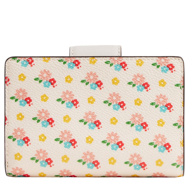 Coach Medium Corner Zip Wallet With Floral Print - Chalk Multi CFA17