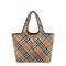 Check Medium Cotton Tote - Sand Beige
