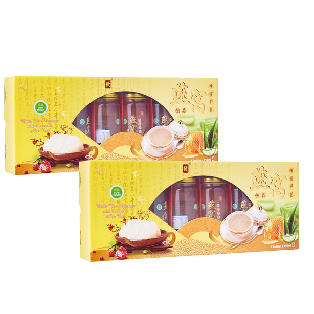 Super Grade Bird's Nest Beverage With Honey & Aloe Vera ( Low Sugar ), 6 bottles x 150ml. (Bundle of 2)
