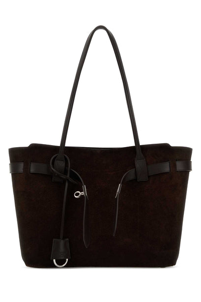 Bel Air Medium Waxed Suede Calfskin Tote Bag - Light Espresso