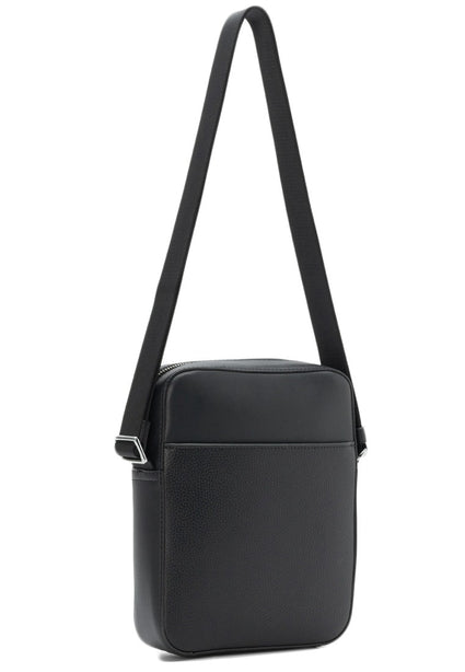 Michael Kors Mens Cooper Logo Embossed Pebbled Leather Messenger Bag - Black