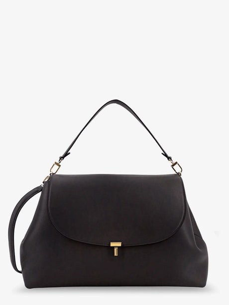 Toteme T-Lock Leather Shoulder Bag - Black