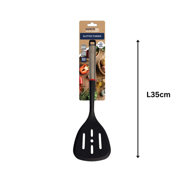 Safico Fibreglass Nylon Slotted Turner With Stainless Steel Handle L35cm BPA Free, Heat Resistant To 200°C