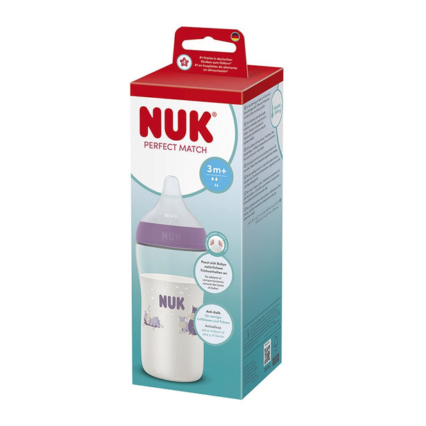 NUK Perfect Match Temperature Control Bottle with Soft Silicone Teat 260ml - Hippo