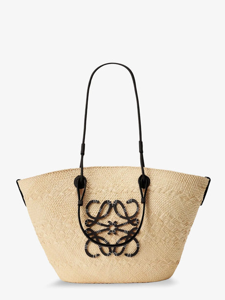 Loewe Paula's Ibiza Anagram leather and iraca palm shoulder bag - Naturalblack