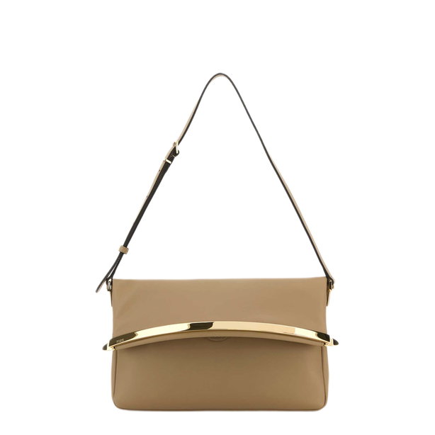 Beige Leather Shoulder Bag
