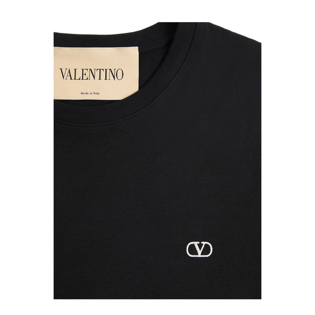Cotton T-Shirt With Vlogo Embroidery