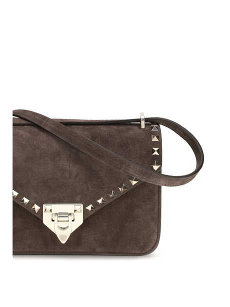 Valentino Garavani Rockstud mini suede Shoulder Bag - Ebony Brown