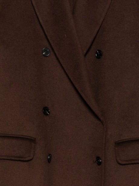 Brown Felted Texture Double Breasted Coat