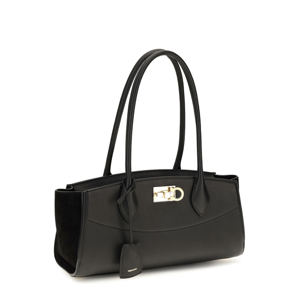 Studio Soft Medium Calfskin Suede Shoulder Bag - Nero