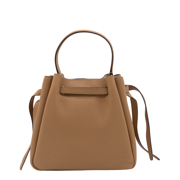 Pebbled Leather Bucket Bag - Caramel