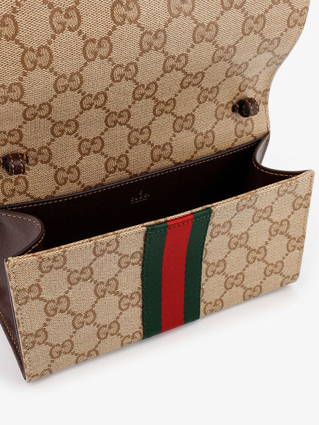 Gucci GG fabric shoulder bag with Nastro Web detail - Beige