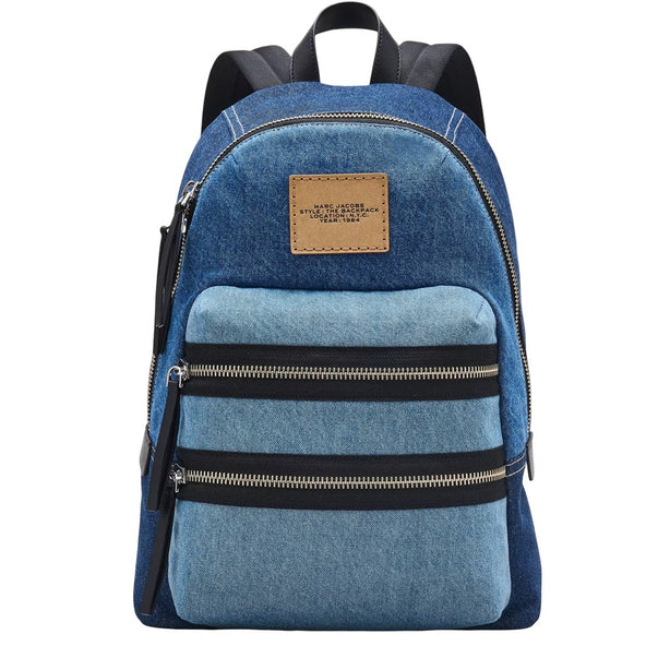 Marc Jacobs The Biker Colorblock Denim Large Backpack Bag - Indigo Multi 2P5HBP003H03