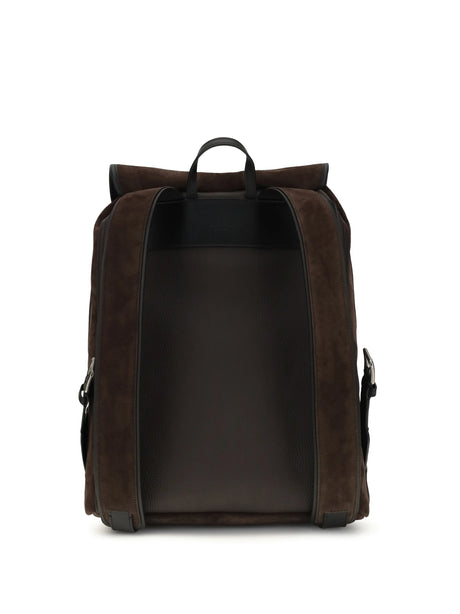 Valentino Garavani Antibes Backpack in suede - Testa Di Moro/Black