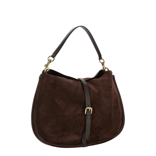 Maxi Suede Shoulder Bag - Brown