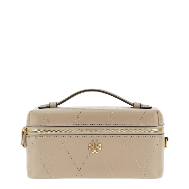 Charlie Pebbled Leather Vanity Case - Soft Cement
