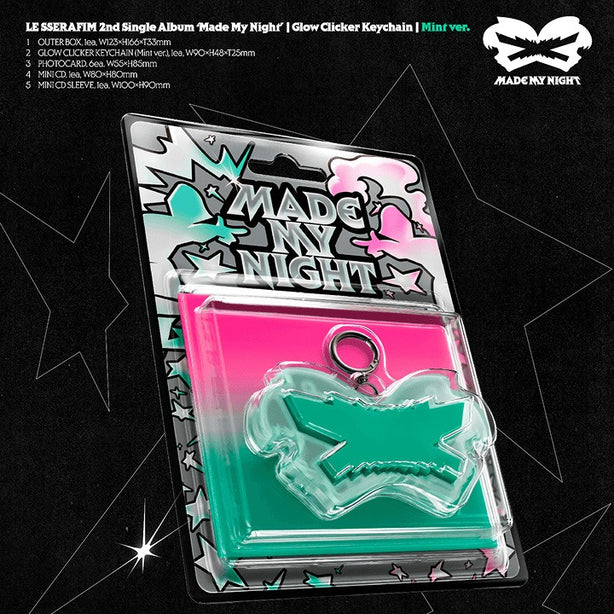 LE SSERAFIM MADE MY NIGHT Glow Clicker Keychain(International Shipping) - Mint Ver.