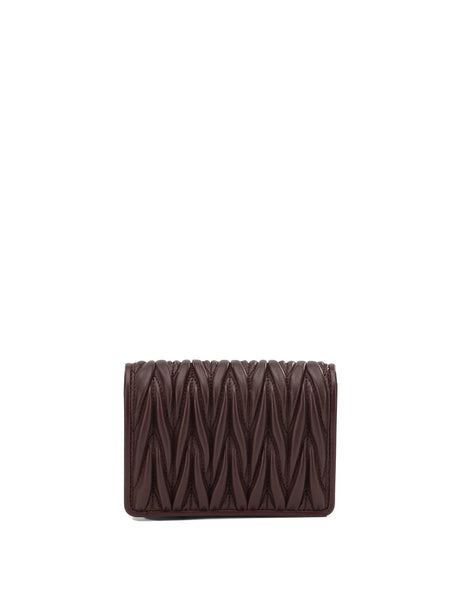 Miu Miu Quilted Nappa Leather Wallet - Bordeaux