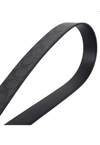 Coach Double Bar Buckle Cut To Size Reversible Belt 38MM - Black
