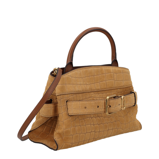 Dakota Small Suede Croc Satchel - Sahara