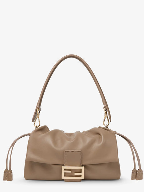 Fendi Baguette Soft Medium Leather Shoulder Bag - Tortora