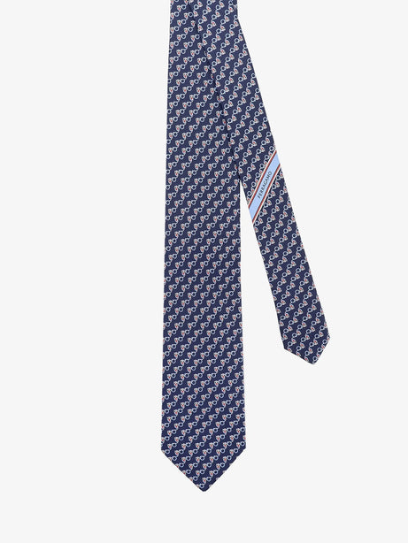 Ferragamo Silk tie with Owl print - Navy