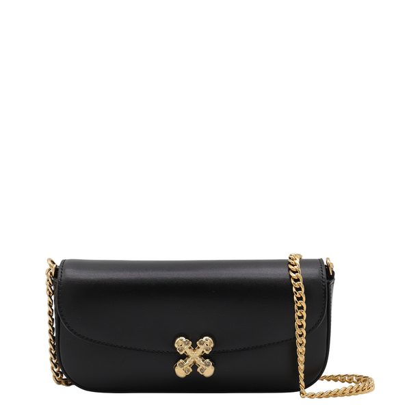 Small Calf Leather Crossbody - Black/Gold