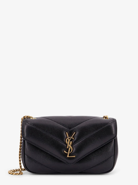 Saint Laurent Loulou Mini leather crosbody bag with chevron stitching - Nero