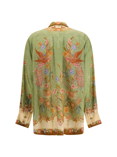 Zimmermann Indra Shirt - Khaki Scarf Floral
