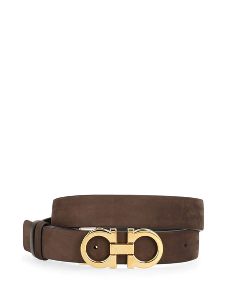 Ferragamo Reversible And Adjustable Gancini Belt - Brown