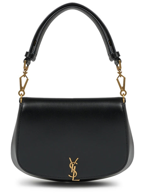 Saint Laurent Voltaire Mini Leather Top Handle Bags - Black