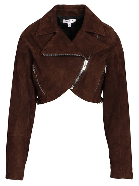 AlaïA Cropped Biker Jacket - Brown