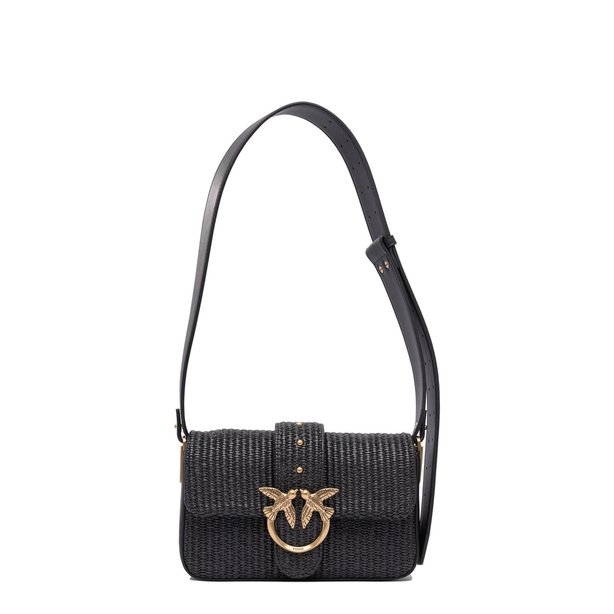 Love One Mini Slouchy Raffia Crossbody - Black