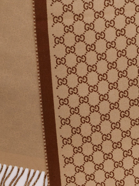 Gucci Wool scarf with GG motif - Camellightbrown