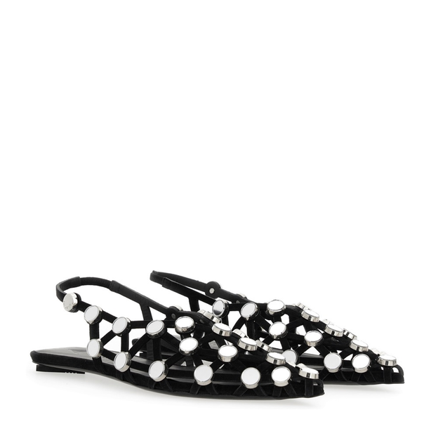Black Grid Ballet Flats