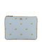 VLogo Signature Grainy Calfskin Pouch - Azure/Ivory