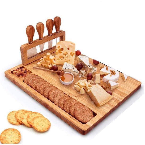 StitchesandTweed Functional Charcuterie Platter & Serving Tray for Cheese, Crackers